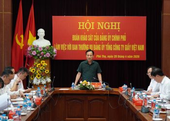 Đoàn Khảo sát Đảng ủy Chính phủ làm việc với Ban Thường vụ Đảng ủy Tổng công ty Giấy Việt Nam